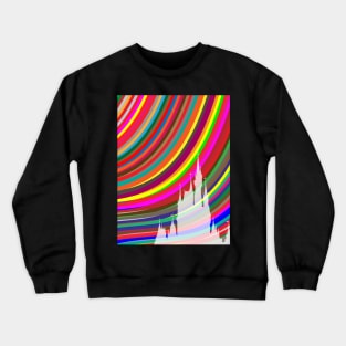 Rainbow Abstract Magic Castle Silhouette Crewneck Sweatshirt